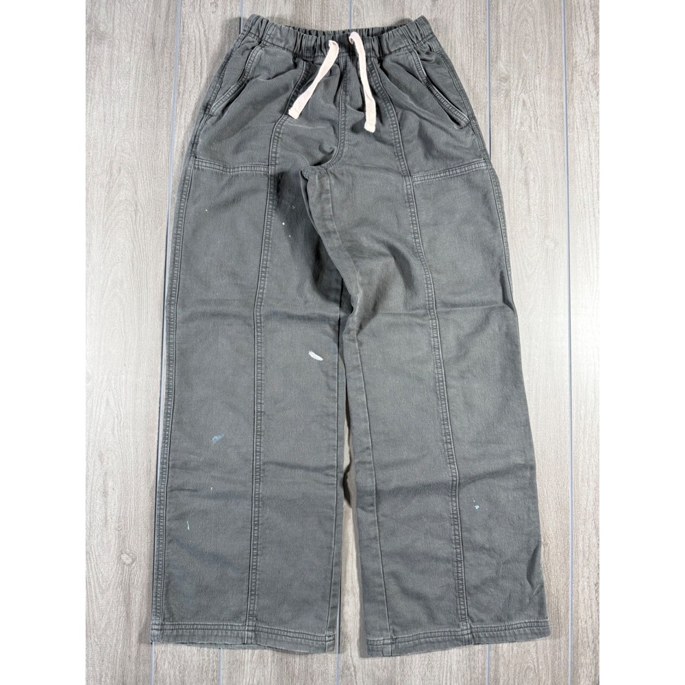 Aerie Wide Leg Pants XS Long Gray Painter Splatter Elastic Waist Drawstring